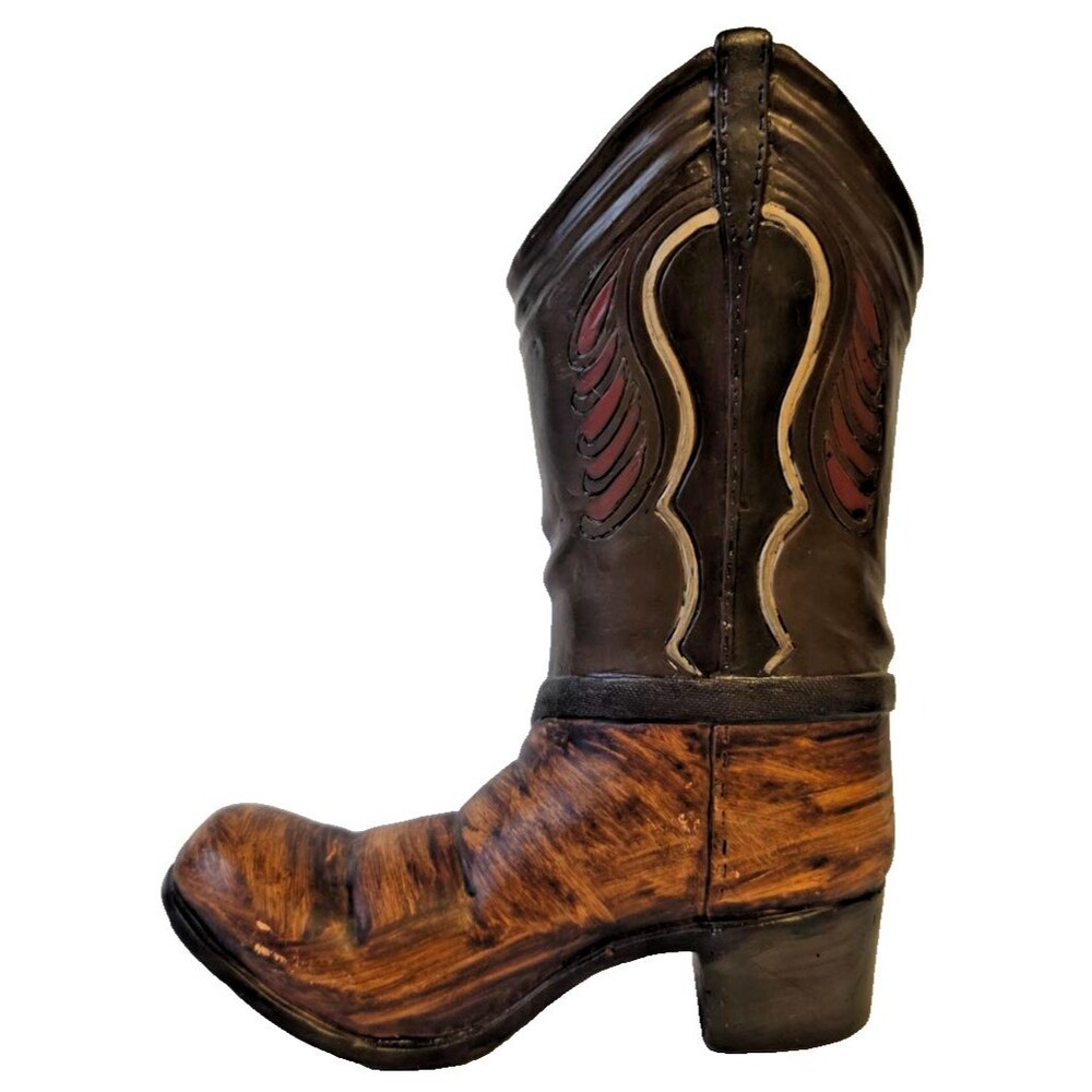 Vtg Ceramic/Resin Cowboy Boot Shoe 9 1/8" Tall 7" Heal to Toe